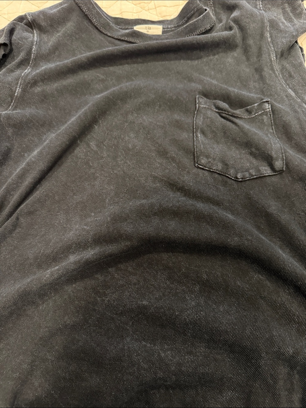 Washed Black Pocket Tee - xl